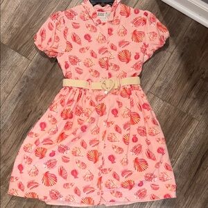 Pink Seashell Print Kids Dress